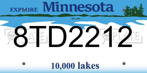 8TD2212 Minnesota License Plate