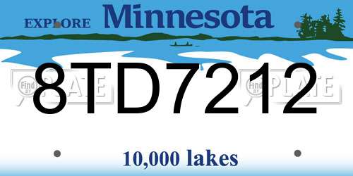 8TD7212 Minnesota License Plate