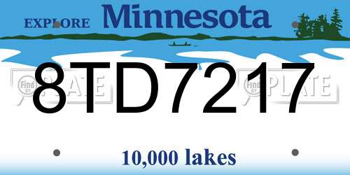 8TD7217 Minnesota License Plate
