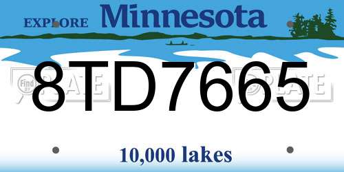 8TD7665 Minnesota License Plate