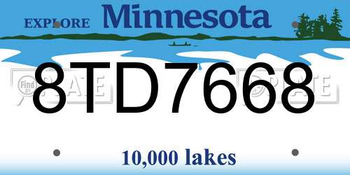 8TD7668 Minnesota License Plate