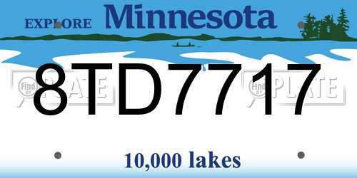 8TD7717 Minnesota License Plate