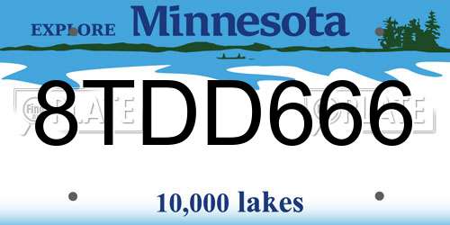 8TDD666 Minnesota License Plate