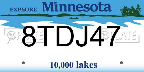 8TDJ47 Minnesota License Plate