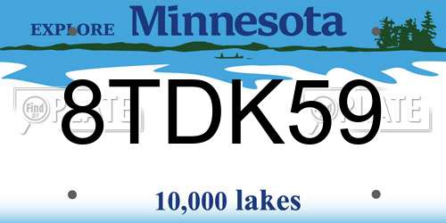 8TDK59 Minnesota License Plate