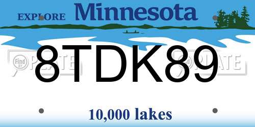8TDK89 Minnesota License Plate