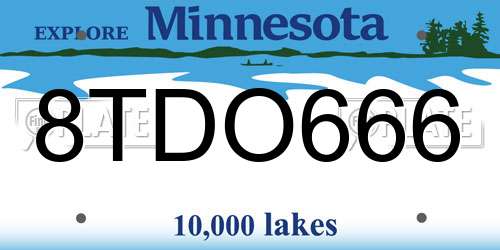 8TDO666 Minnesota License Plate