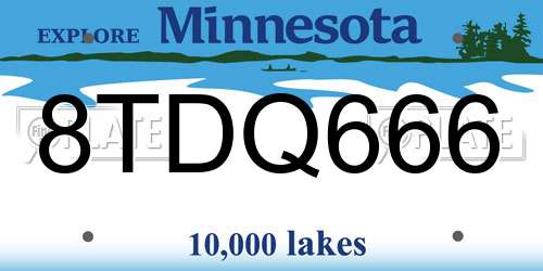 8TDQ666 Minnesota License Plate