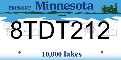8TDT212 Minnesota License Plate