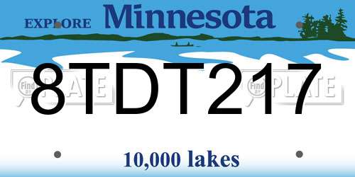 8TDT217 Minnesota License Plate