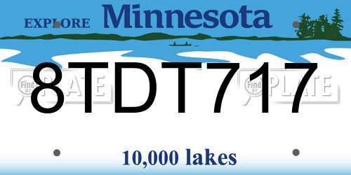 8TDT717 Minnesota License Plate