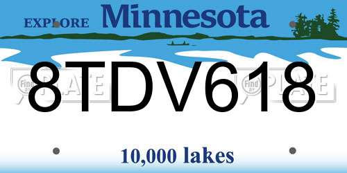 8TDV618 Minnesota License Plate