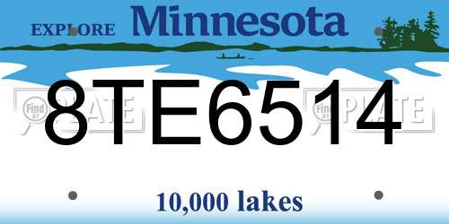 8TE6514 Minnesota License Plate