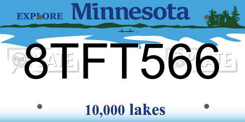8TFT566 Minnesota License Plate