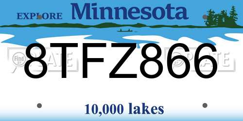 8TFZ866 Minnesota License Plate