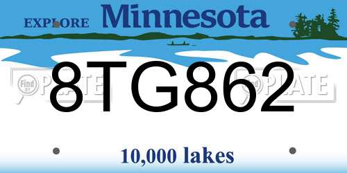 8TG862 Minnesota License Plate