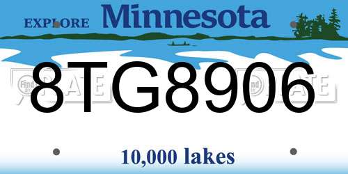 8TG8906 Minnesota License Plate