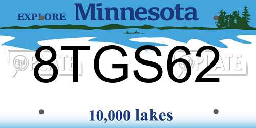 8TGS62 Minnesota License Plate
