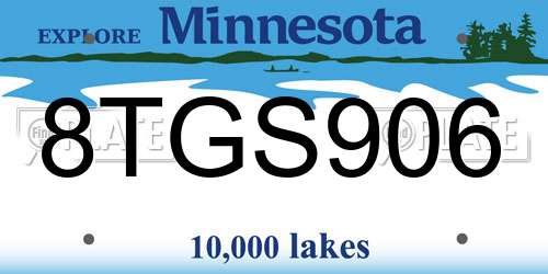 8TGS906 Minnesota License Plate