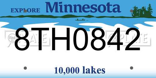 8TH0842 Minnesota License Plate
