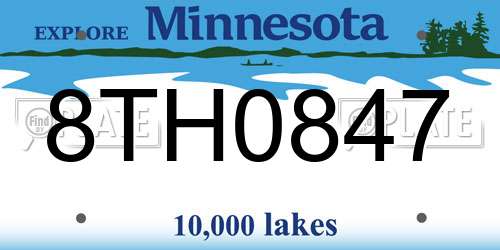 8TH0847 Minnesota License Plate