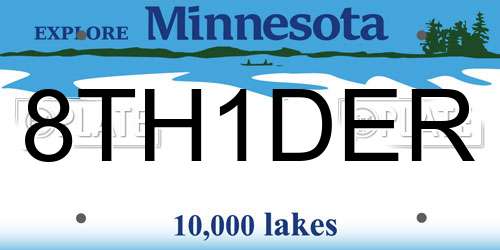 8TH1DER Minnesota License Plate