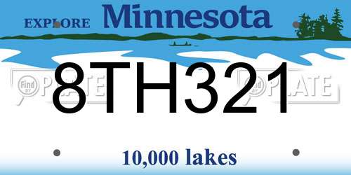 8TH321 Minnesota License Plate