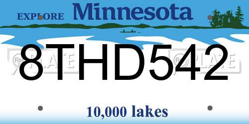 8THD542 Minnesota License Plate