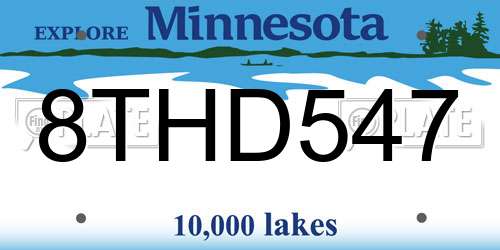8THD547 Minnesota License Plate