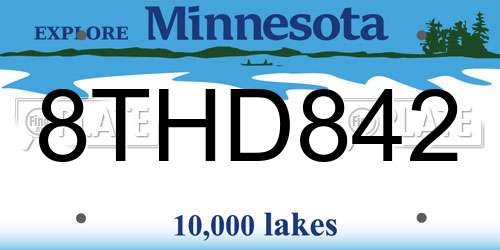 8THD842 Minnesota License Plate
