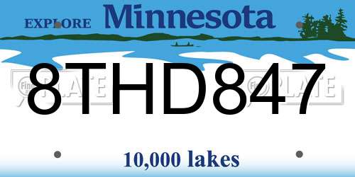 8THD847 Minnesota License Plate