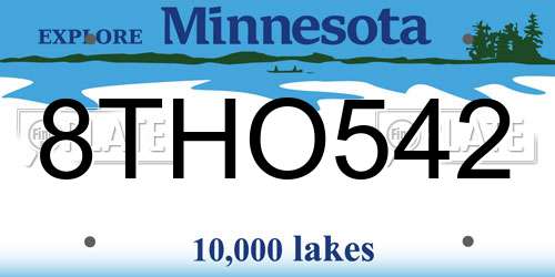 8THO542 Minnesota License Plate