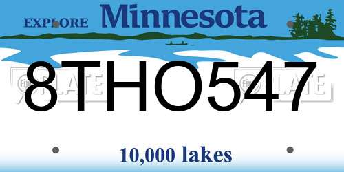 8THO547 Minnesota License Plate