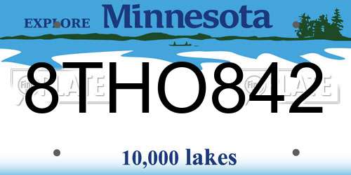 8THO842 Minnesota License Plate
