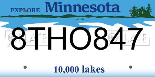 8THO847 Minnesota License Plate
