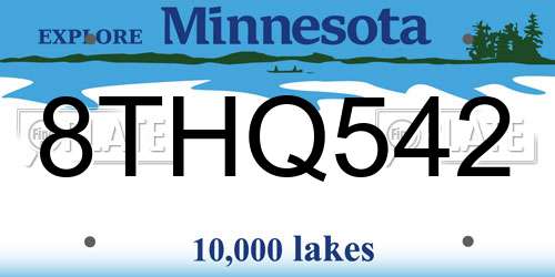 8THQ542 Minnesota License Plate
