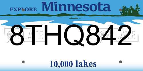 8THQ842 Minnesota License Plate