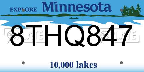 8THQ847 Minnesota License Plate
