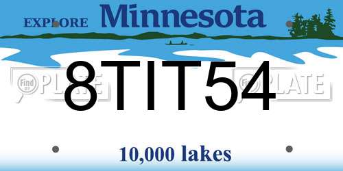 8TIT54 Minnesota License Plate