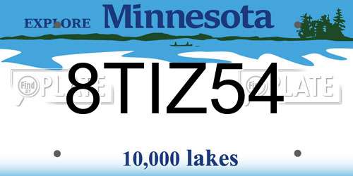 8TIZ54 Minnesota License Plate