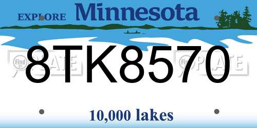 8TK8570 Minnesota License Plate