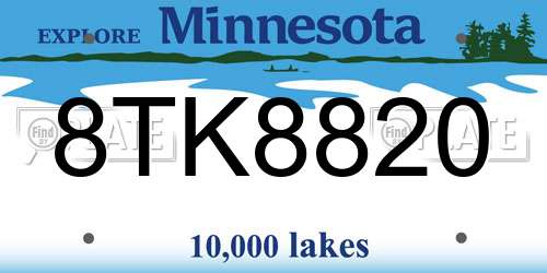 8TK8820 Minnesota License Plate