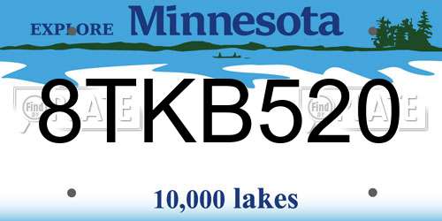8TKB520 Minnesota License Plate