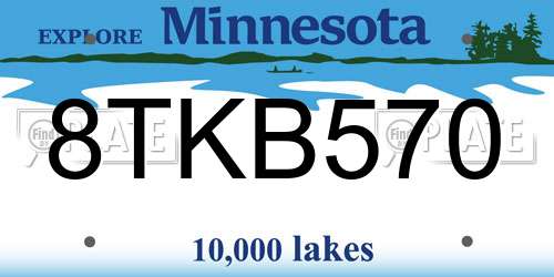8TKB570 Minnesota License Plate
