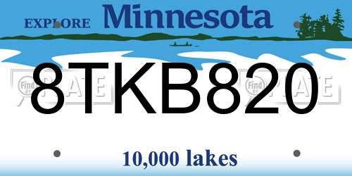 8TKB820 Minnesota License Plate