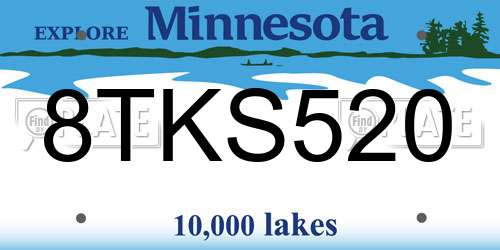 8TKS520 Minnesota License Plate