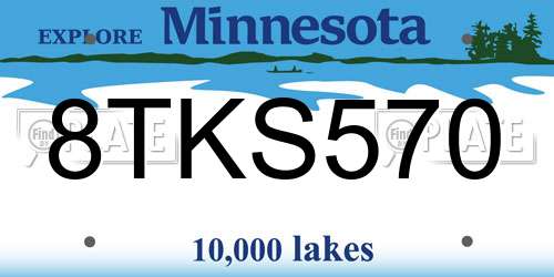 8TKS570 Minnesota License Plate