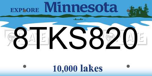 8TKS820 Minnesota License Plate