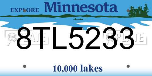 8TL5233 Minnesota License Plate