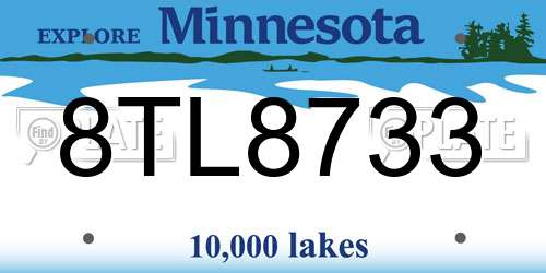 8TL8733 Minnesota License Plate
